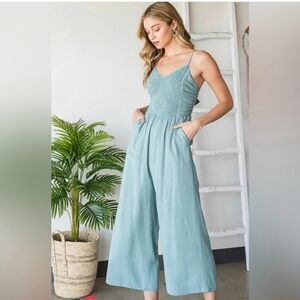Heyson sage green sleeveless jumpsuit